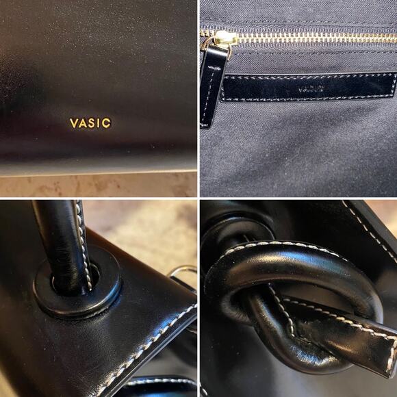 Vasic $350+ Large Bee Black Handle Leather Shoulder Bag - Picture 11 of 16